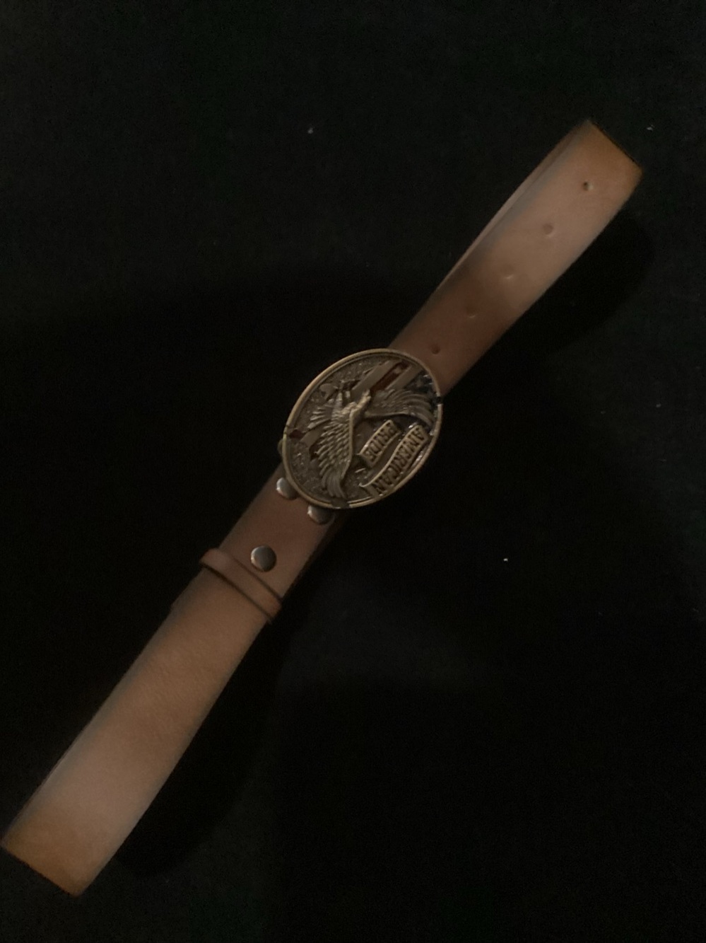 Men's Brown Leather Belt with Antique Brass Eagle Buckle